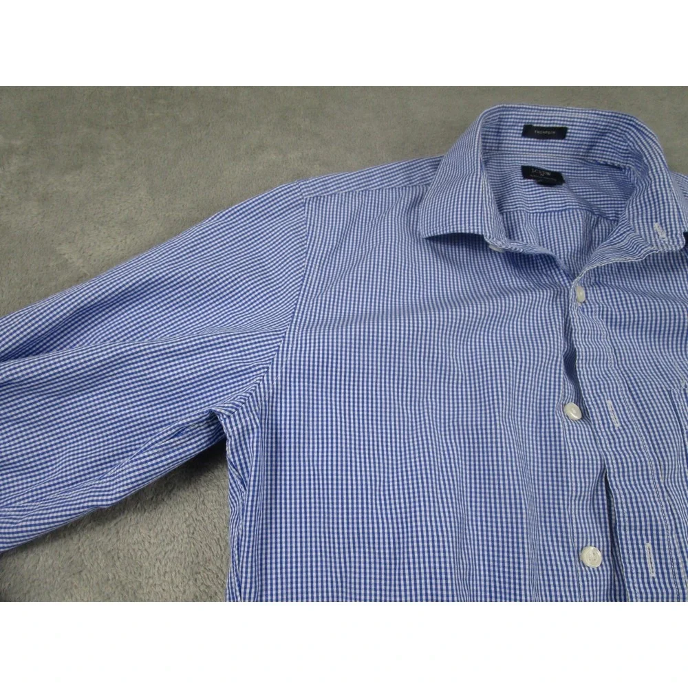 J Crew Shirt Mens Small‎ Blue Checked Thompson Button Up Preppy Long SLeeve